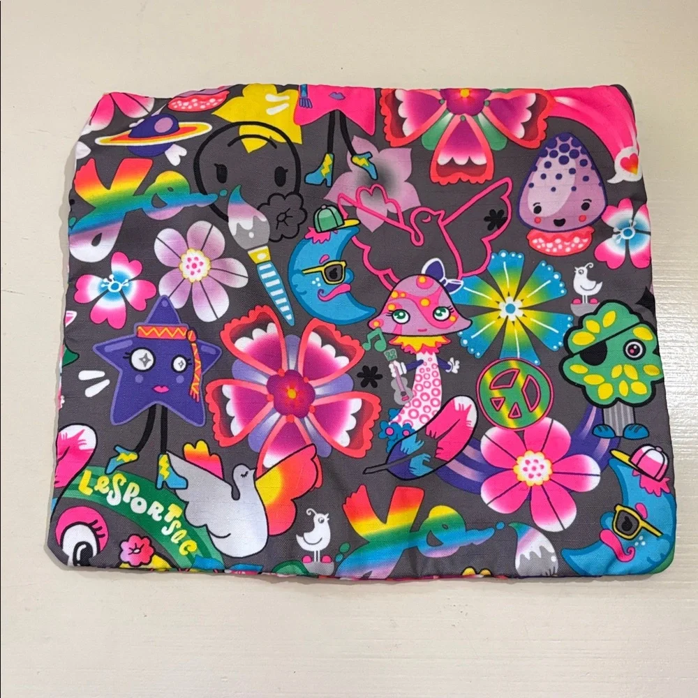 Lesportsac Hippie Daze Neon Trippy Moon, Mushroom, Tree Print Pouch